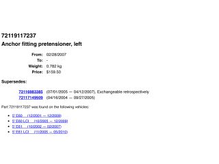 bontott BMW 5 E60 Bal első Övfeszítő