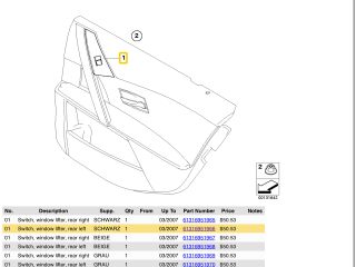 bontott BMW 5 E60 Bal hátsó Ablakemelő Kapcsoló