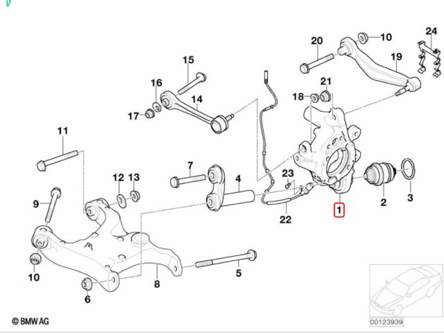 bontott BMW 5 E60 Bal hátsó Csonkállvány Kerékaggyal
