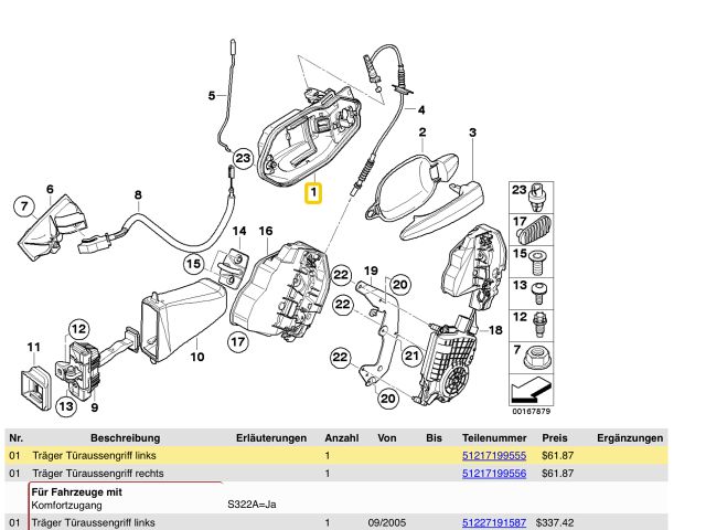 bontott BMW 5 E60 Bal hátsó Kilincs Hátulja
