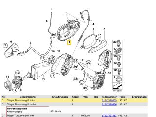bontott BMW 5 E60 Bal hátsó Kilincs Hátulja