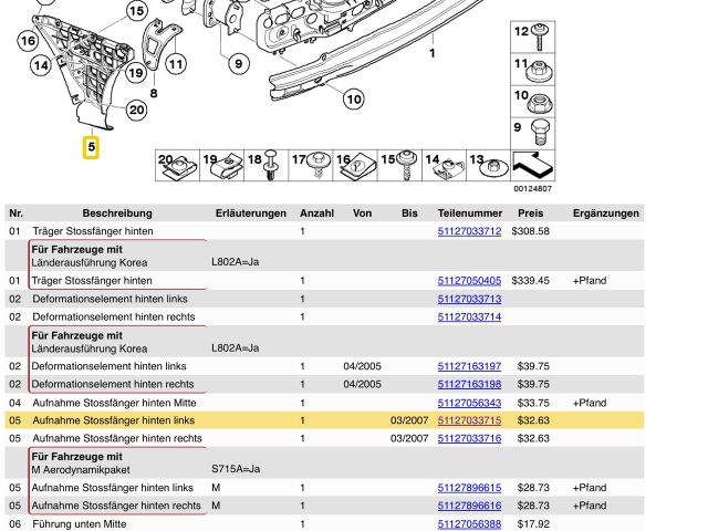 bontott BMW 5 E60 Bal hátsó Oldal Lökhárító Tartó (Műanyag)