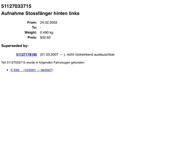 bontott BMW 5 E60 Bal hátsó Oldal Lökhárító Tartó (Műanyag)