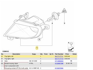 bontott BMW 5 E60 Bal Ködfényszóró