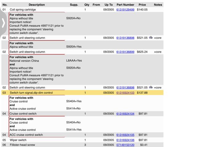 bontott BMW 5 E60 Bal Kormánykapcsoló Irányjelző