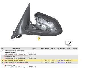 bontott BMW 5 E60 Bal Visszapillantó Tükör (Elektromos)