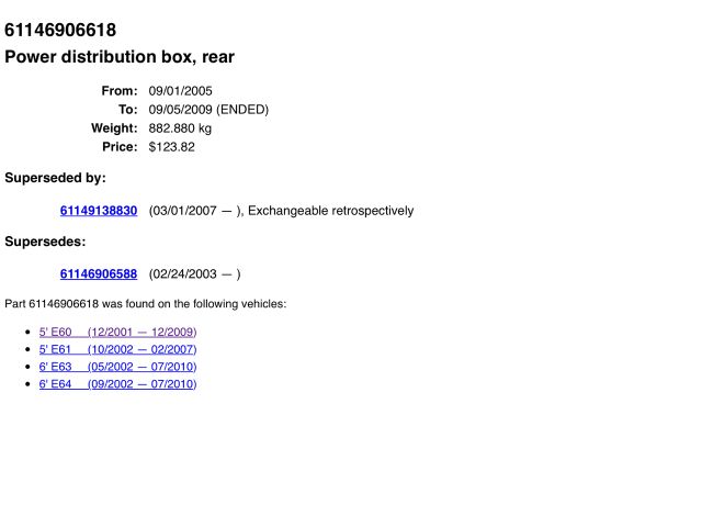 bontott BMW 5 E60 Biztosítéktábla Csomagtér