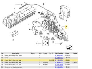 bontott BMW 5 E60 Biztosítéktábla Csomagtér