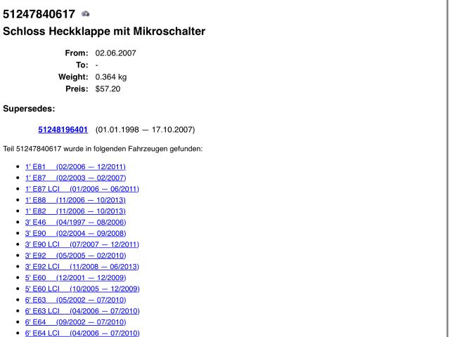 bontott BMW 5 E60 Csomagtérajtó Zárszerkezet