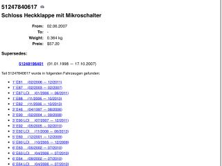 bontott BMW 5 E60 Csomagtérajtó Zárszerkezet