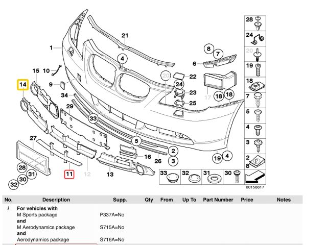 bontott BMW 5 E60 Első Lökhárító Alsó Középső Díszrács