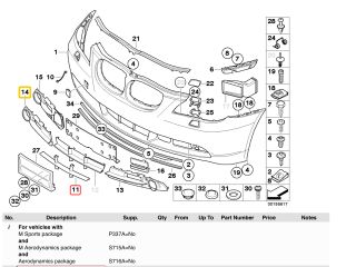 bontott BMW 5 E60 Első Lökhárító Alsó Középső Díszrács