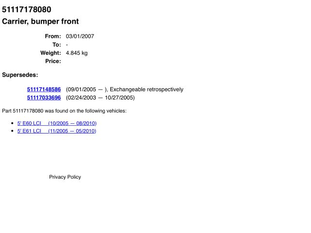 bontott BMW 5 E60 Első Lökhárító Merevítő (Fém)