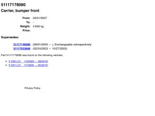 bontott BMW 5 E60 Első Lökhárító Merevítő (Fém)