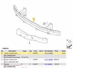 bontott BMW 5 E60 Első Lökhárító Merevítő (Fém)