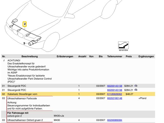 bontott BMW 5 E60 Első Tolatóradar Kábelköteg