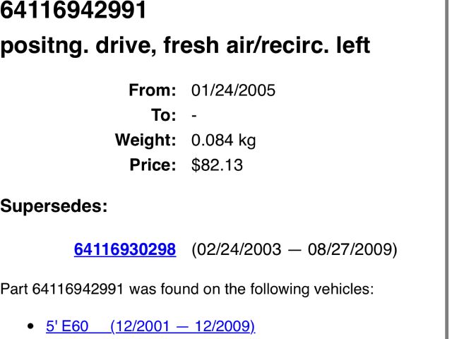 bontott BMW 5 E60 Fűtés Állító Motor