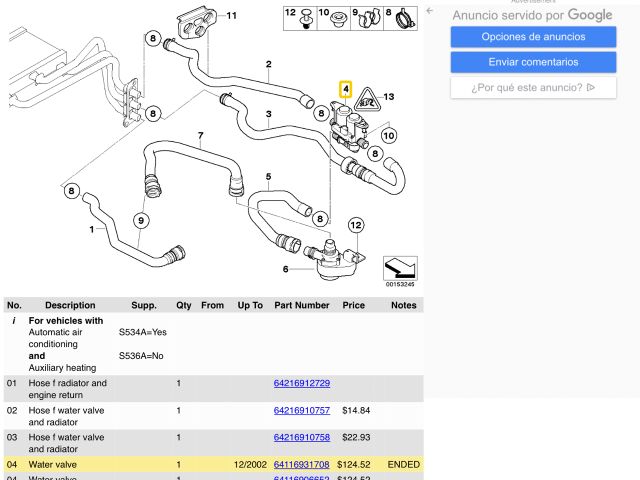 bontott BMW 5 E60 Fűtéscsap