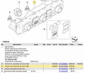 bontott BMW 5 E60 Fűtéskapcsoló (digit klímás)