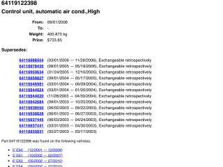 bontott BMW 5 E60 Fűtéskapcsoló (digit klímás)