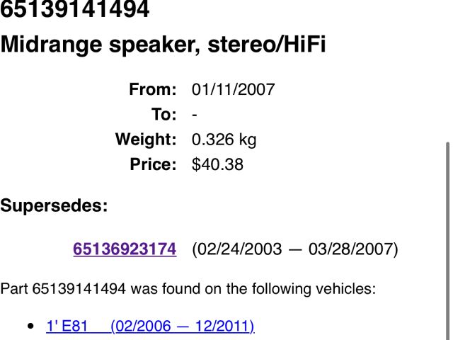 bontott BMW 5 E60 Hangszóró (Pozíciófüggetlen)