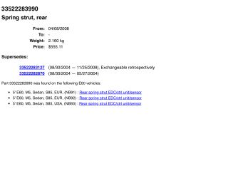 bontott BMW 5 E60 Hátsó Lengéscsillapító (Pozíciófüggetlen)