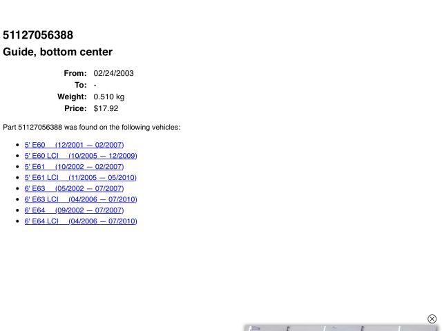 bontott BMW 5 E60 Hátsó Lökhárító Alsó (Műanyag)