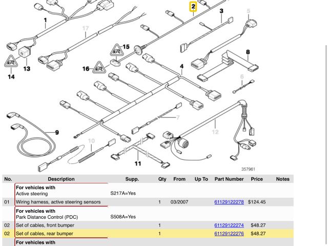 bontott BMW 5 E60 Hátsó Tolatóradar Kábelköteg