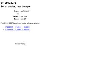 bontott BMW 5 E60 Hátsó Tolatóradar Szett