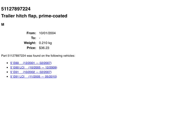 bontott BMW 5 E60 Hátsó Vonószem Burkolat