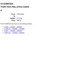 bontott BMW 5 E60 Hátsó Vonószem Burkolat