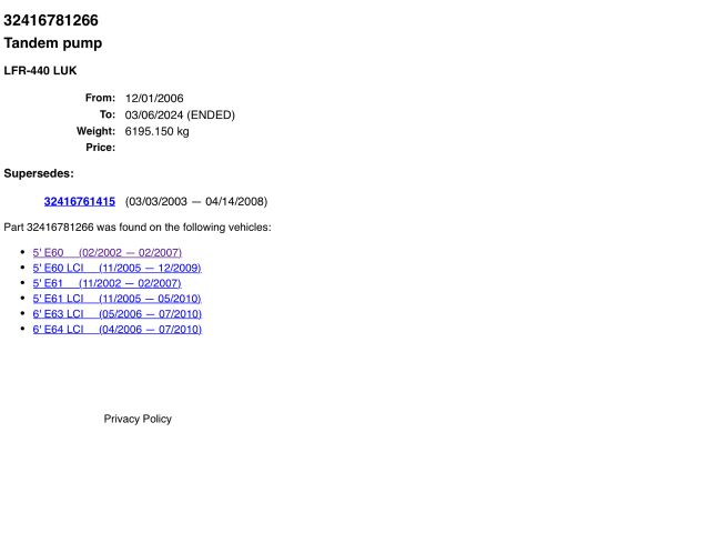 bontott BMW 5 E60 Hidraulika Szivattyú