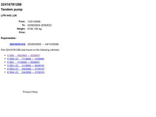 bontott BMW 5 E60 Hidraulika Szivattyú