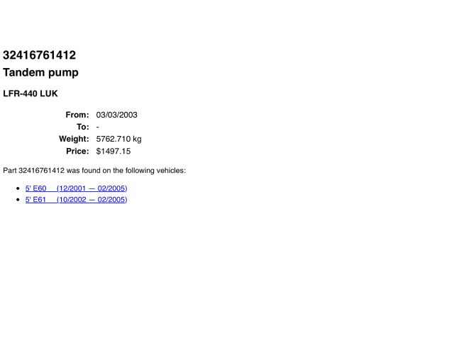 bontott BMW 5 E60 Hidraulika Szivattyú