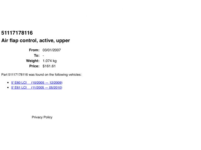 bontott BMW 5 E60 Hűtő Légterelő