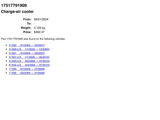 bontott BMW 5 E60 Intercooler