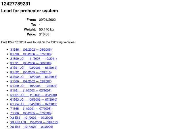 bontott BMW 5 E60 Izzító/Gyújtó Gyertya Kábel