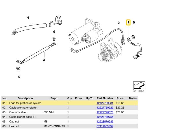 bontott BMW 5 E60 Izzító/Gyújtó Gyertya Kábel