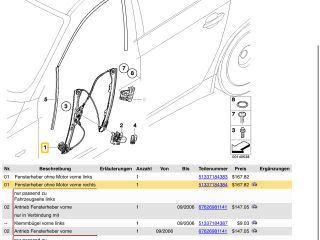 bontott BMW 5 E60 Jobb első Ablakemelő Szerkezet (Elektromos)