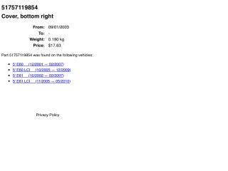 bontott BMW 5 E60 Jobb első Lökhárító Sarok