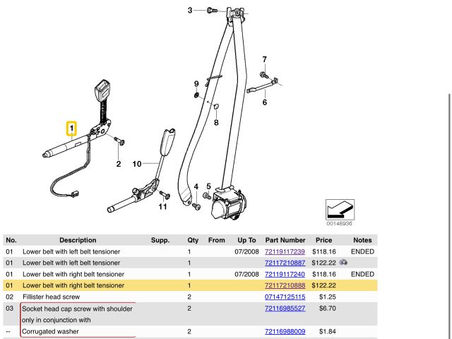 bontott BMW 5 E60 Jobb első Övfeszítő