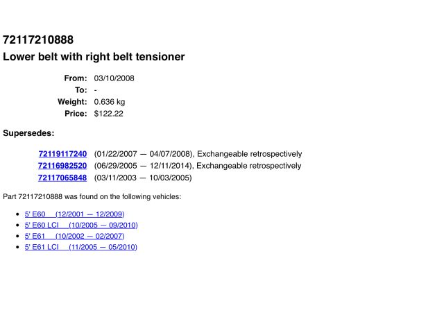 bontott BMW 5 E60 Jobb első Övfeszítő