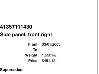 bontott BMW 5 E60 Jobb első Sárvédő