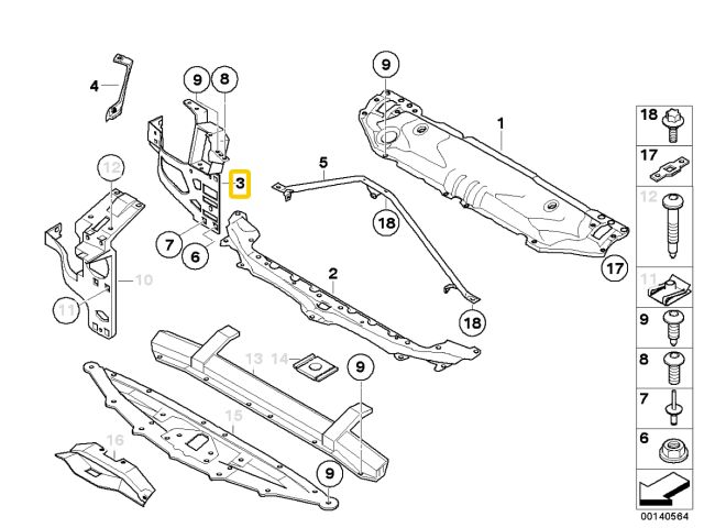 bontott BMW 5 E60 Jobb Felső Homlokfal