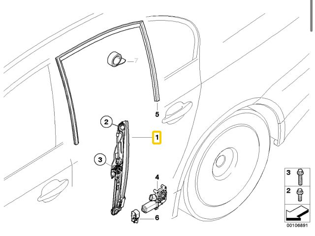 bontott BMW 5 E60 Jobb hátsó Ablakemelő Szerkezet (Elektromos)