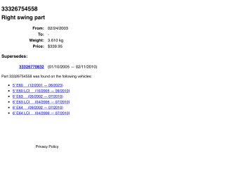 bontott BMW 5 E60 Jobb hátsó Alsó Lengőkar