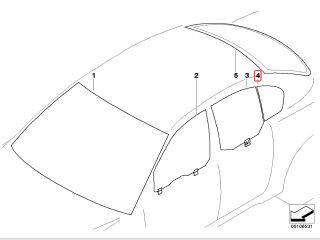 bontott BMW 5 E60 Jobb hátsó Fixüveg (Ajtóban)