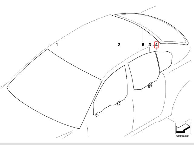 bontott BMW 5 E60 Jobb hátsó Fixüveg (Ajtóban)