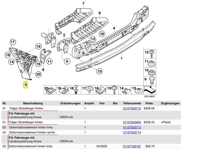 bontott BMW 5 E60 Jobb hátsó Oldal Lökhárító Tartó (Műanyag)