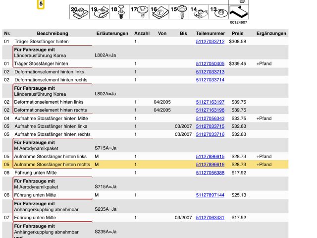 bontott BMW 5 E60 Jobb hátsó Oldal Lökhárító Tartó (Műanyag)